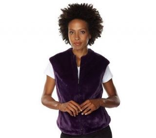 Pamela Dennis PCG Faux Fur Vest with Zip Front —