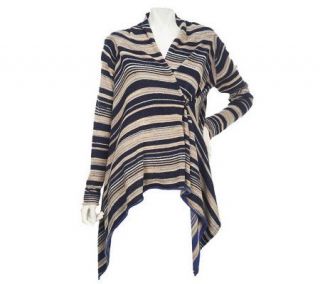 Belle Gray by Lisa Rinna Striped Cardigan with Button Closure