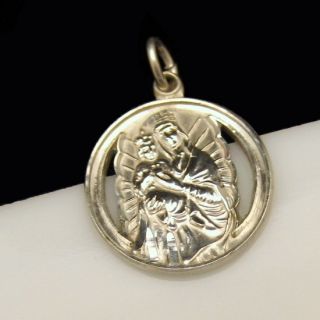 Vintage Creed Sterling St. Anne de Beaupré Medal Closeup 1