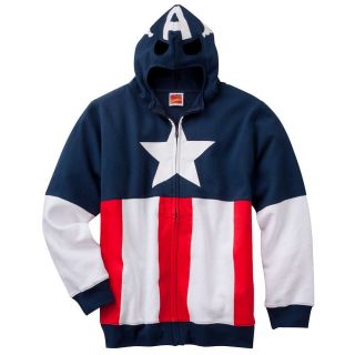 Marvel Captain America Costume Avengers Adult Zip Up Hoodie Brand New