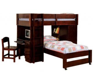 Harford Dark Walnut Finish Twin/Twin Loft Bed   H365172