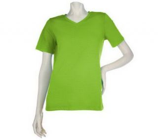 Denim & Co. Essentials Short Sleeve V Neck T Shirt —