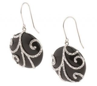 Swirl Design Gemstone Dangle Earrings 14K Gold —