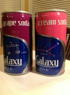 Vintage 1975 Galaxy Grape and Cream Soda Cans