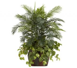 Double Areca with Vase & Pothos Plant byNearly Natural — 