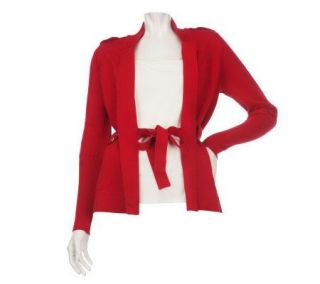 George Simonton Open Front Cardigan with Rib Trim and Novelty Buttons 