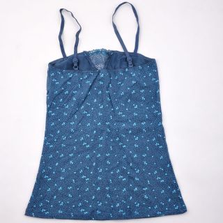  comfortable cotton camisole floral printed lace bow trims at center