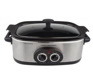 CooksEssentials 8 Quart Roaster Oven & Slow Cooker with Glass Lid 