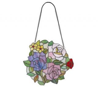 Tiffany Style Rose Bouquet Hanging 27 Window Panel —