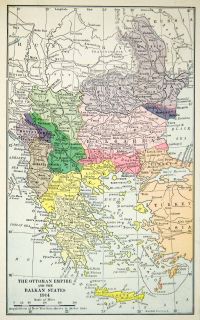  Map Ottoman Empire Balkan State Crete Turkey Bulgaria Moldavia Russia