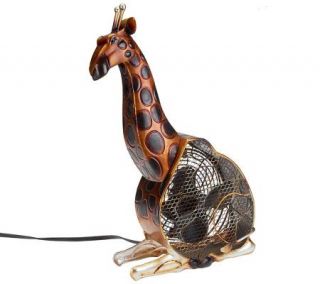 Deco Breese 2 Speed Hand Sculpted Metal Giraffe Fan —