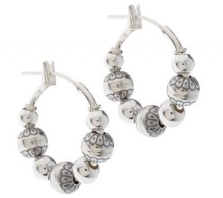 American West Sterling Beaded 7/8 Hoop Earrings —