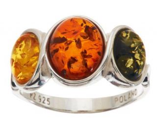 Colors of Baltic Amber Triple Oval Sterling Ring —