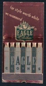 Old Feature Matchbook Eagle Clothes Council Bluffs IA