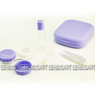 Mini Mirror Contact Lens Lenses Case Holder Set Purple