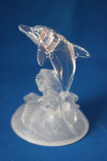 Cristal D Arques Lead Crystal Dolphin Riding Waves Figurines with