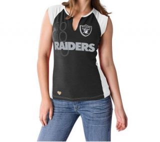 NFL Oakland Raiders Womens Two Toned Split Neck T Shirt —