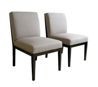 Catalina Set of 2 Taupe Twill Fabric Dining Chairs —