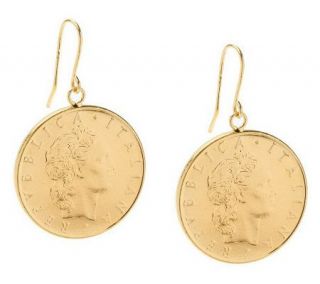 VicenzaGold 50 Lire Coin Dangle Earrings 14K Gold —