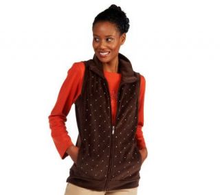 Quacker Factory Sparkle Velour Vest with Rhinestud Long Sleeve Tee