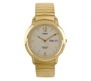 Timex Mens Watch with Goldtone Expansion Bandand White Dial
