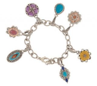 Carolyn Pollack Sterling Multi gemstone Charm Bracelet —