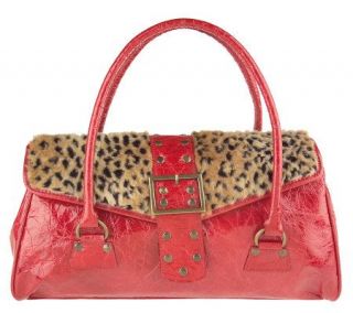 Mussio DeGroot FauxFur Leopard Satchel Bag w/ Leather Trim —