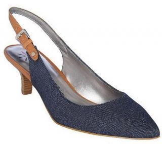 Isaac Mizrahi Live! Fabric and Vachetta Kitten Heels   A215581