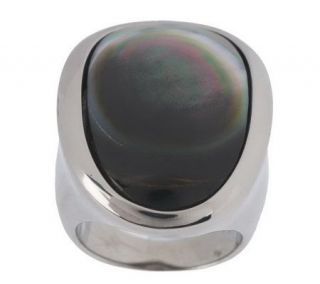Honora Oval Mother of Pearl Bold Stainless Steel Ring —