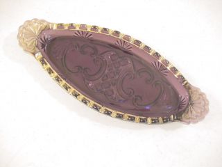  Pattern Glass Oval Tray Croesus Amethyst Gold USA C 1900