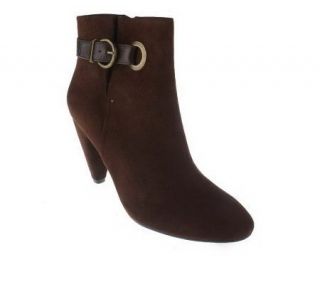 Tignanello Suede Booties with Buckle & Strap Detail   A216082