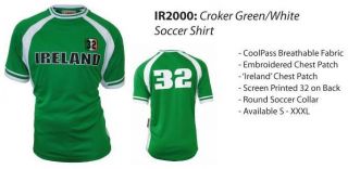 croker green and white ireland soccer shirt