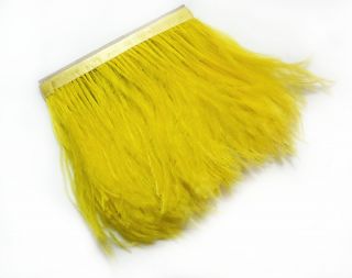 FJ3 4 6 Yellow Ostrich Feather Fringe Trim per Feet