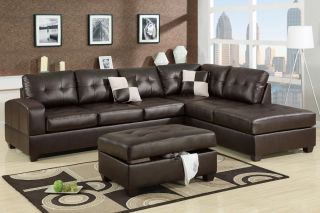 PC Sofa Couches Sectionals w Reversible Chaise Bonded Leather