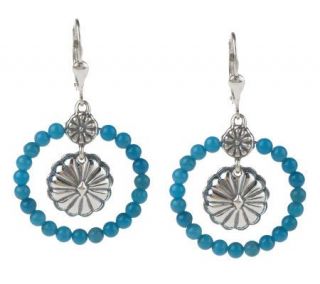 Southwestern Sterling Turquoise Bead and Concha Earrings —