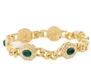 Jacqueline Kennedy Simulated Emerald Hex Link Bracelet —