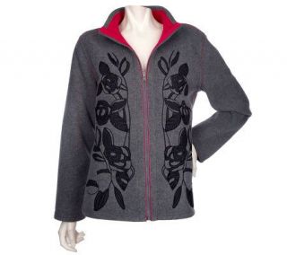 Susan Graver Reversible Fleece Jacket with Mesh Applique   A83682