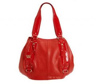 Wendy Williams Pebble Leather Hobo with Patent Trim —