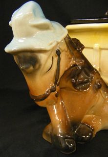 Vintage American Bisque Donkey Horse and Cart Cookie Jar