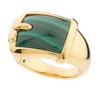 Bold Polished Gemstone Buckle Ring 14K Gold —