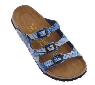 Papillio Feather Print Soft Footbed Triple Strap Sandals —