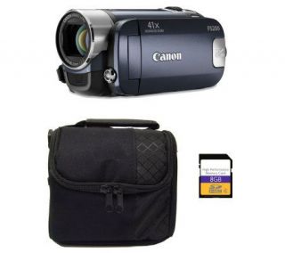 Canon FS200 Blue Flash Memory Camcorder with Bag & 8GB SD Card
