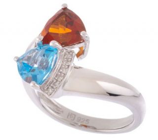 Sterling 1.90 ct tw Gemstone and Diamond Accent Bypass Ring — 