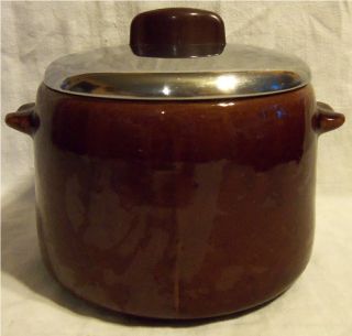 Vintage Westbend Bean Pot Crock with Metal Lid Matching Handles Finial