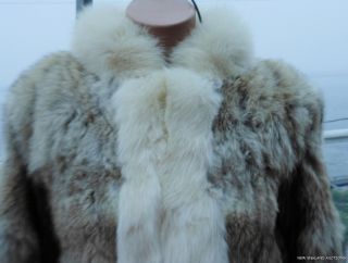 Coyote Fur Jacket Coat Arctic Blue Silver Fox Trim Canada Hermins Furs