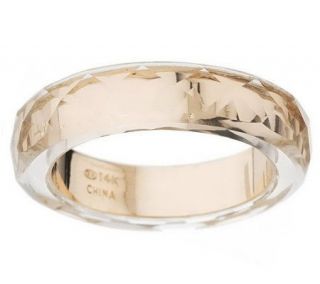 Band Ring with Faceted Crystal Quartz Overlay 14K Gold —