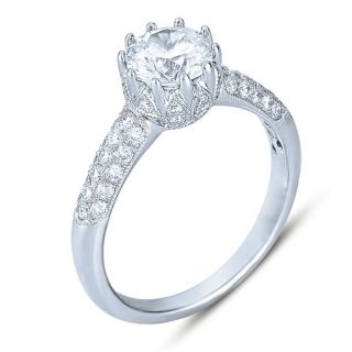 25 Ct Round Cut F G SI1 SI2 Crown Prong Vintage Diamond Engagement