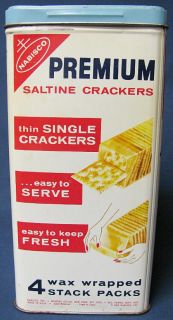  Vintage 1969 Metal Old Tin Can Saltine Crackers Premium Box Antique