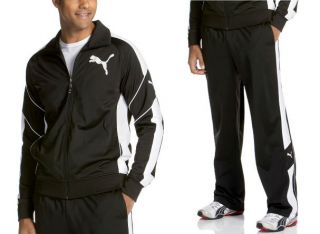 Puma Mens Tricot Track Suit Jacket Pants Set Tracksuit Black White