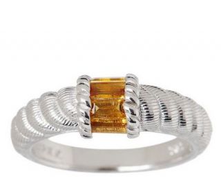 Judith Ripka Sterling Gemstone Baguette Textured Ring   J263193